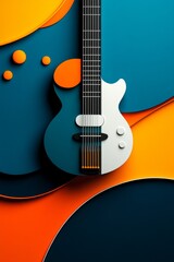 Fototapeta premium Creative design featuring a modern guitar against a vibrant abstract background with bold colors and smooth shapes