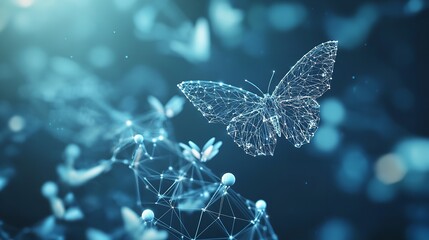 An Abstract Butterfly Flies Over Linked Digital Blocks - Meta
