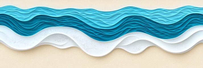 Fototapeta premium Abstract Layered Ocean Waves Beach Design - Serene ocean waves layered design, symbolizing tranquility, nature, summer, relaxation, and the beach.