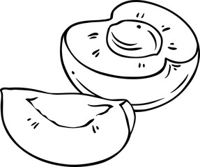 Peach Fruit Outline Illustration.