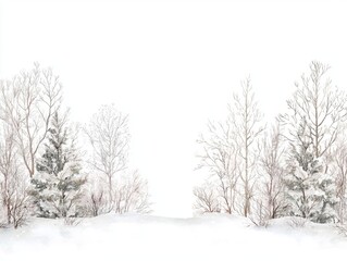 Fototapeta premium Winter Wonderland: Charming Watercolor Snowy Landscape with Holiday Elements on Isolated White Background