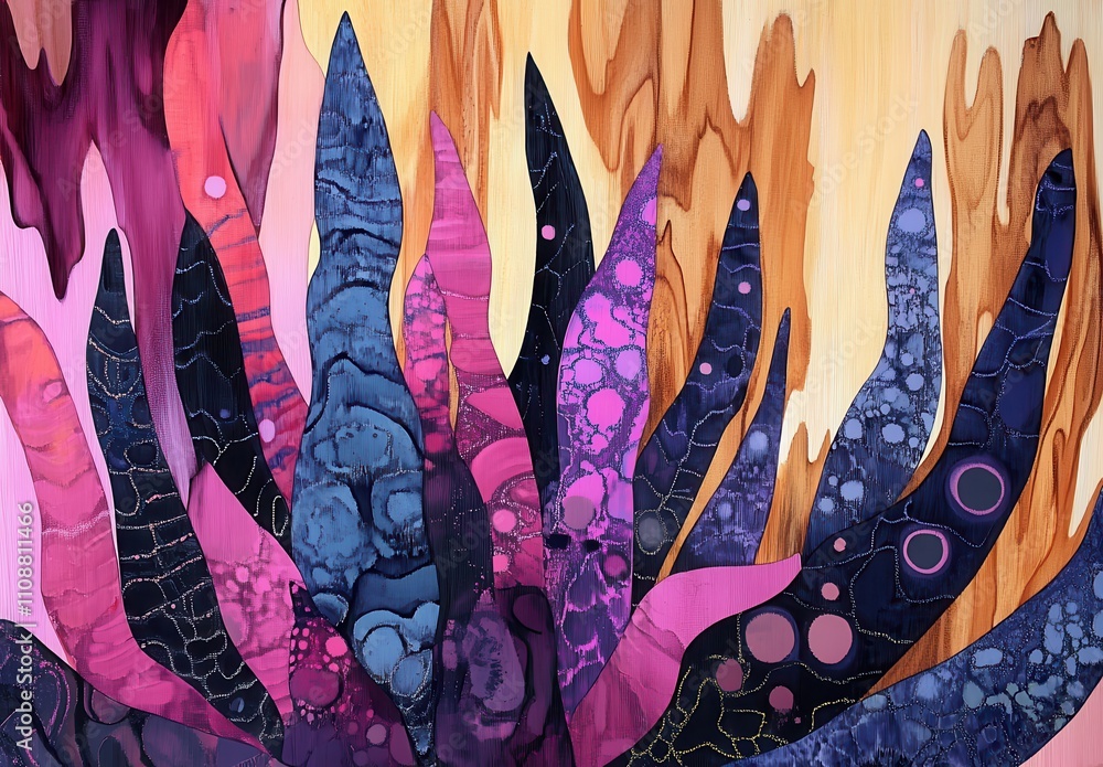 Aufkleber vibrant abstract art with colorful organic shapes and fluid patterns, featuring a dynamic palette of