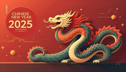 Obraz premium 2025 Chinese New Year, Happy Chinese New Year 2025, celebrating the Year of the Snake