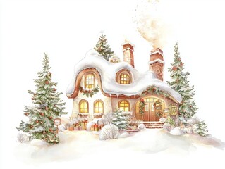 Fototapeta premium Whimsical Watercolor Holiday Stories: Festive Christmas Illustrations on Isolated White Background - Ultra-Detailed Artwork of Sharing Tales