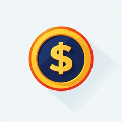 Obraz premium Iconic dollar sign symbol represented as a flat design coin, showcasing the essence of finance, wealth, and investment in a modern and engaging style.