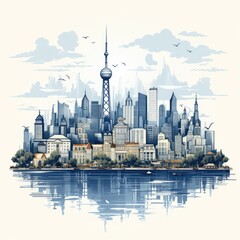 Fototapeta premium Modern Abstract Art Depicting Shanghai's Urban Landscape