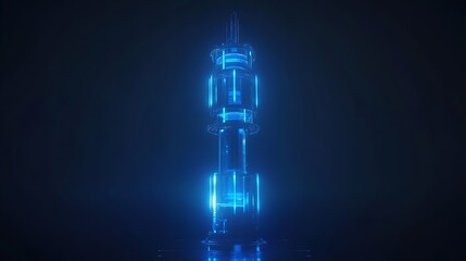 Blue Abstract 3D Isolated Telecommunication Tower - 8K Realistic