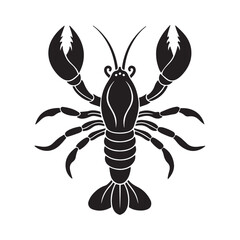 lobster silhouette vector, black and white silhouette, vector and illustration isolated on white background