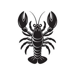 Obraz premium lobster silhouette vector, black and white silhouette, vector and illustration isolated on white background