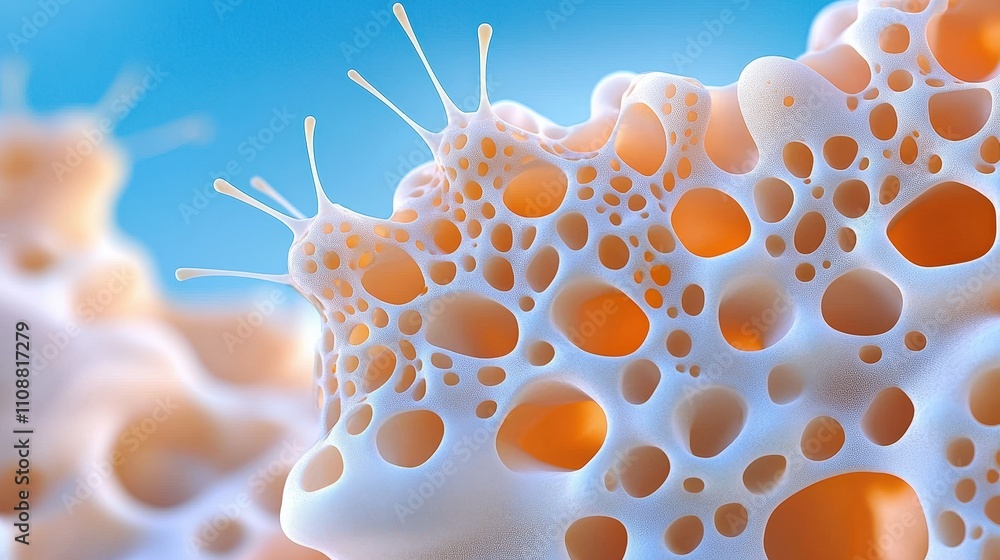 Poster abstract cellular structure microscopic organic form 3d render science background