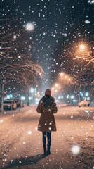 Obraz premium World Snow Day. children play in the snow. snowman. winter season