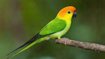 Obraz premium Vibrant Sun Parakeet Bird on Branch Exotic Parrot Tropical Wildlife Nature Photography
