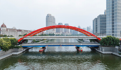 Aerial view of Tianjin Diamond Bridge building