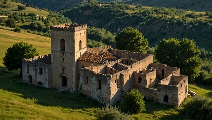 Fototapeta premium San Pietro Infine, historic village ruins, Molise, Italy.
