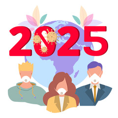 Fototapeta premium Happy new year 2025. New year of new discoveries and achievements.