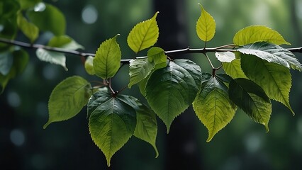 Fototapeta premium green leaves on a tree. fresh green leaves in spring and bokeh background