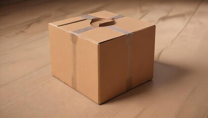 Brown corrugated cardboard box sealed with packing tape at all sides, container, corrugated cardboard, box