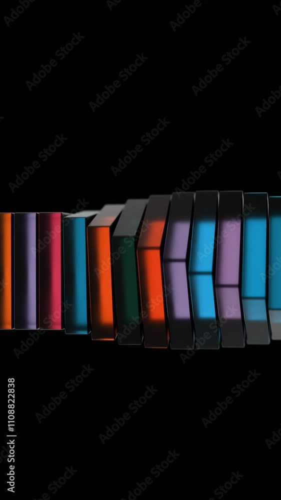 Poster Colorful Blocks in Linear Alignment Against Black Background