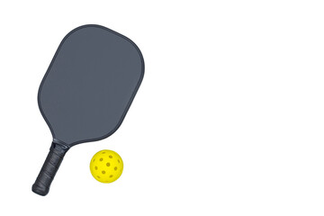 Pickleball paddle and ball isolated