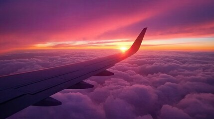 Fototapeta premium Dramatic Sunset Over Clouds from Airplane Window