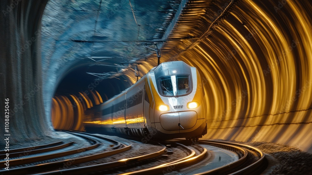 Poster dynamic emu train entering a tunnel