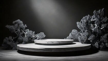 Naklejka premium 3D renderings for product displays, with copy space; black-white
