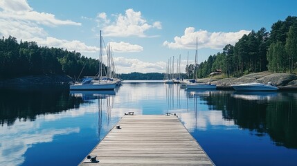 Serene Marina Scene in Finland on a Sunny Day