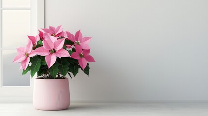 Fototapeta premium Beautiful pink flowers in a decorative pot.