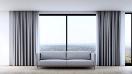 Fototapeta premium Modern Living Room with City View.