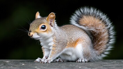 Obraz premium Adorable Grey Squirrel Wildlife Closeup Cute Rodent in Nature