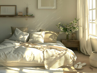 Serene Bedroom with Natural Light and Elegant Decor