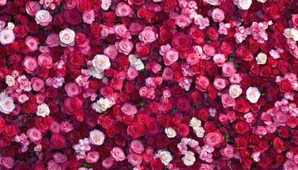 Fototapeta premium Vibrant Floral Display Featuring Various Shades of Roses and Blooms, Perfect for Celebrations, Decorations, or Romantic Gestures in an Abundant Arrangement