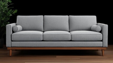 Fototapeta premium Modern Grey Sofa with Wooden Legs