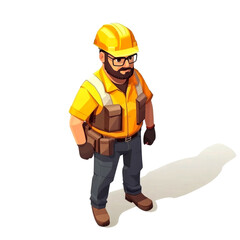 Fototapeta premium Isometric illustration of a construction worker.