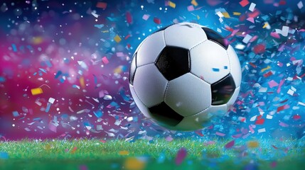 Fototapeta premium Soccer Ball Celebration Confetti Goal Victory Sports