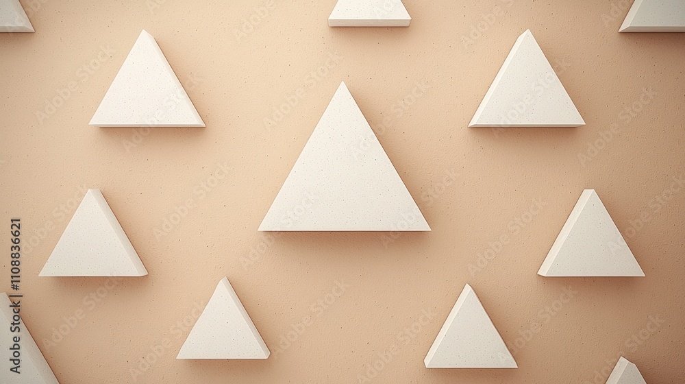 Poster abstract beige background with white triangles geometric pattern minimalist design mode
