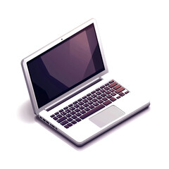 Fototapeta premium Isometric view of a silver laptop computer.