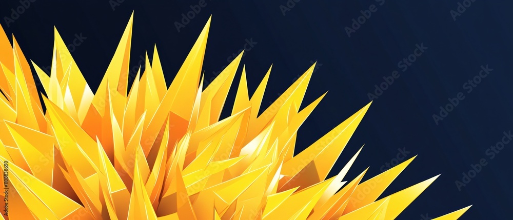 Poster a vibrant abstract design featuring sharp, angular yellow shapes against a dark background.