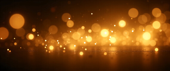 yellow golden bokeh flare light effect on black background