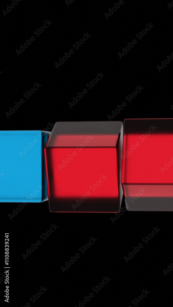Fototapete colorful blocks in linear alignment against black background