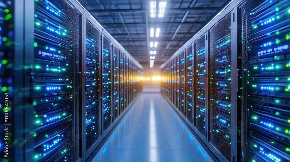 Poster data center server room network infrastructure technology and computing power