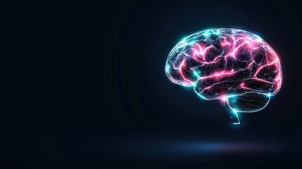 Obraz premium Glowing AI Brain Neural Network Artificial Intelligence Abstract Concept