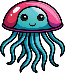 Naklejka premium Smiling Jellyfish Cartoon