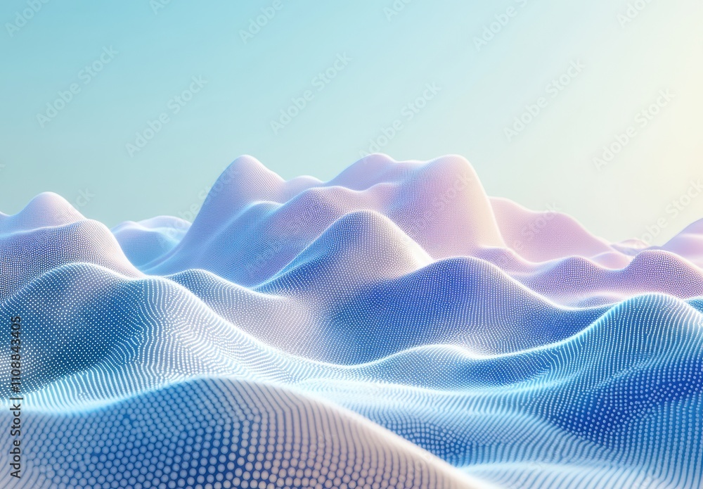Aufkleber abstract digital landscape with soft curves and waves rendering in a soft pastel color palette, repr