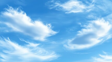 Obraz premium Serene Blue Sky with Fluffy White Clouds Nature Background Image