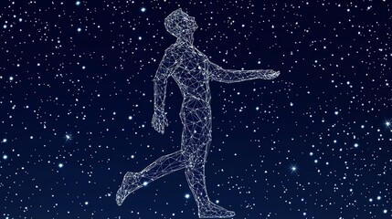 Classic Proportion Man Low Poly Wireframe - Abstract Mash Line