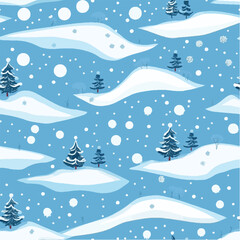 Illustrator seamless pattern of winter landscape with Christmast tree