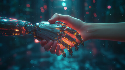 人間とロボットの握手