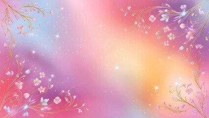 A pastel gradient background blending soft pink, lavender, and gold with delicate floral patterns and subtle sparkles for a dreamy Women's Day design