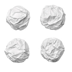 Fototapeta premium Set of crumbled paper balls isolated on white & transparent a background.
